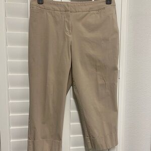 Chico’s Tan Pants crop with cuff and zipper size 14/2.5